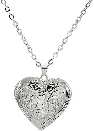 Aleasha Customized Personalisierte Halskette Mit Foto Herz Halskette Frauen Paar Silber Gold Souvenir Schmuck Geschenk (Silber)