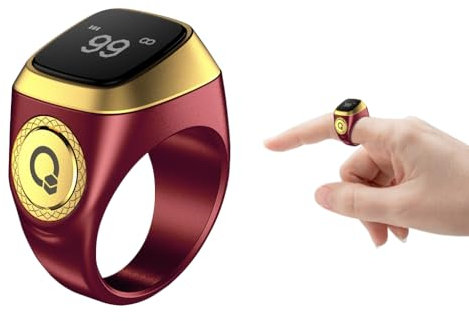 Hitopin Tasbih Zähler Smart Ring,Digital Electronic Smart Ring Counter, Intelligenter Tasbih-Ring Zähler,Muslimischer Tasbeeh Smart Counter, Islamischer Ring Counter,Tasbeeh Smart Zähler (Braun,20mm)