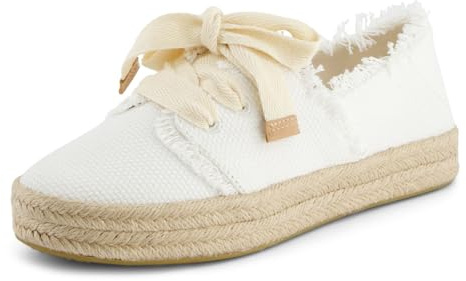 Toms Womens Carolina Lace-Up White Beachside Woven/Fray 6 Medium