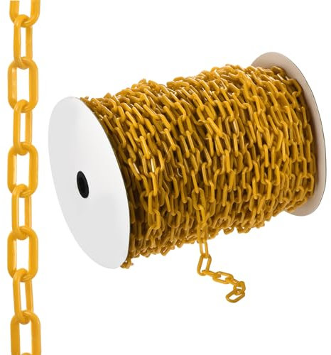 PATIKIL 300ft Plastic Barrier Chain, Safety Barrier Chain Plastic Chain Links Crowd Control Barrier for Fence Gate Garden Construction Driveway Elevator Parking Lot, Yellow