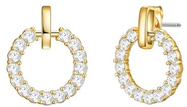 Lulu Jane Damen Ohrringe aus Messing verziert mit Kristallen Ohrstecker Kreis gelbgold