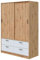 Miroytengo Armario 2 Puertas Correderas y 4 Cajones Lúmina Dormitorio o Habitación Blanco Artik y Roble Nodi 140x200x60 cm