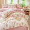 Freyamy Housse de Couette Fleurie 200x200+2 Taie d'oreiller 65x65cm Blanc Rose Vert Floral Parure de lit 2 Personnes Adulte Fleurs Sets de Housse Couette en Microfibre avec Fermeture Éclair