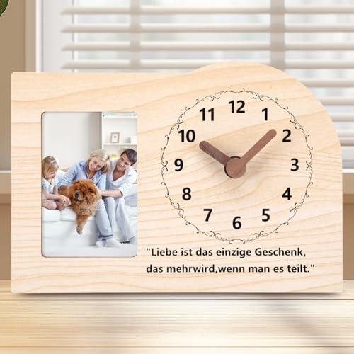 ACCSHINE Holz Wanduhr Ohne Tickgeräusche 20cm Fotogeschenke Standuhr