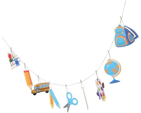 SEWACC Girlandendekoration zum Schulanfang 9 Stück Papierbanner Geschenkanhänger zum Aufhängen Wiederverwendbare Klassenzimmer Deko für Schulanfangsfeier und Willkommensparty