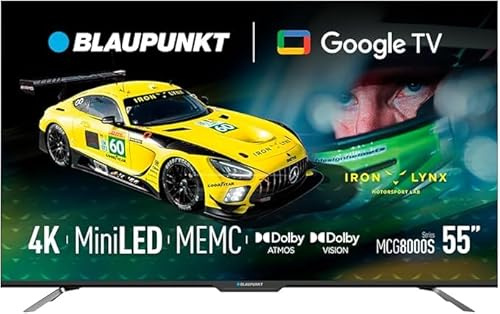 BLAUPUNKT BL-55MCG8000S Televisor Inteligente Mini LED 4K de 55, Google TV, Dolby Atmos, WiFi, Bluetooth 5.1, HDMI 2.1, HDR, Negro