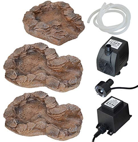 Gartenbrunnen Brunnen Bachlauf Quellbach II mit Led-Licht, 230v Zierbrunnen Vogelbad Wasserfall Gartenleuchte Teichpumpe - Springbrunnen Wasserspiel für Garten, Gartenteich, Terrasse, Teich