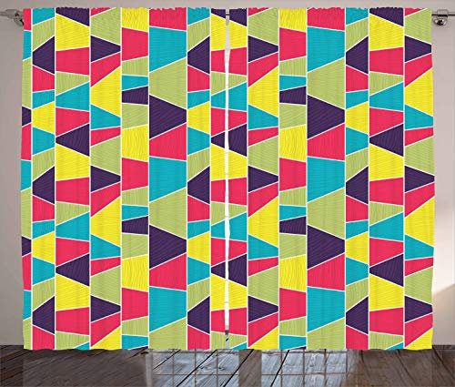 ABAKUHAUS Colorato Tenda, Mosaic Art Trapezoidale, Tende per Finestra Due Pannelli Set, 280 x 225 cm, Multicolore