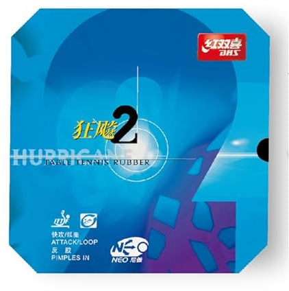 DHS Hurricane 2 NEO Table Tennis Rubber Sheet (Black, 2.2)