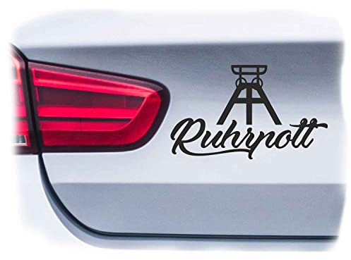 WB wohn trends Auto-Aufkleber, Ruhrpott mit Förderturm, schwarz, 15cm breit, Farbe und Größe wählbar, KFZ-Sticker LKW Spruch