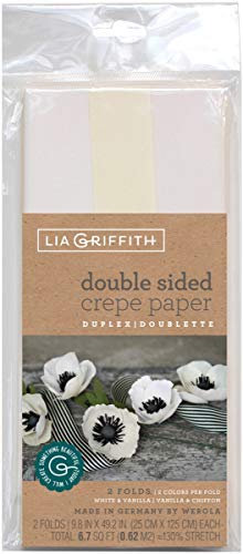 Lia Griffith LG11026 Krepppapier, doppelseitig, Weiß / Vanille, 2 Stück