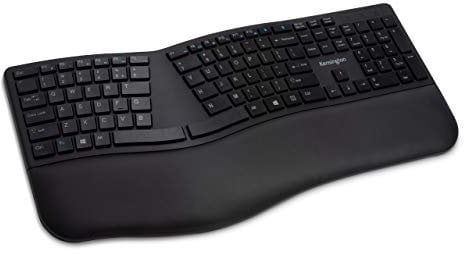 Kensington Pro Fit Ergo Wireless Keyboard, US QWERTY Layout, Dual 2.4GHz and Bluetooth 4.2 Technology, Compatible with Chrome OS, MacOS and Windows, K75401WW, black