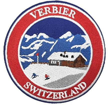 Cute-Patch Ski Verbier Switzerland Embroidered Iron on Sew on Patch Swiss Travel Souvenir
