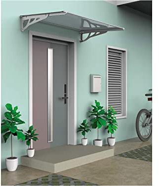 SCHARTEC Aluminium-Vordach als Haustürvordach in 100, 120 oder 150 cm | schützt auch bei extremen Wetterlagen Vordach für Haustür Überdachung | Aluminium Polycarbonat | Größe wählen