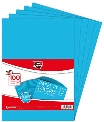 Fixo Paper 65009236 - Packung mit 100 Blatt, 80 g, Papier, intensives Türkis, A4