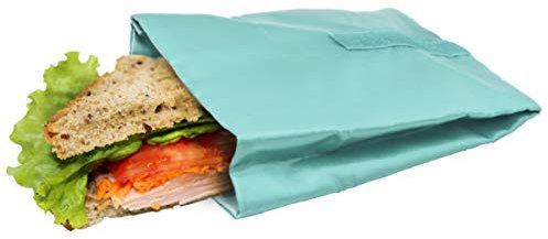 NERTHUS Bolsa para Sandwich Reutilizable Turquesa, ecológica, Adaptable, facil de Limpiar y Apta para Lavadora, 10,5x14x18,5 cm (FIH 736)