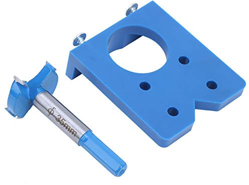 Taschenloch Jig Kit, Dübel Jig Kit mit 35mm Lochschneider, Holzdübelloch Bohranleitung zum Auffinden von Werkzeugen, Blau