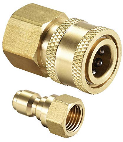 sourcing map Garden Hose Brass Quick Connect Set Fittings M14x1.5 & M18x1.5 Female Thread Water Hose Connectors Pressure Washer Adapter