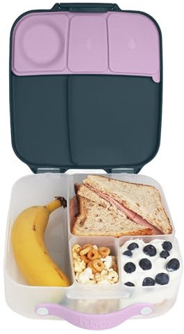 b.box Porta Pranzo Jumbo a 4 Scomparti (2 a Prova di Perdite), Lunch Box con Divisorio Rimovibile | Bento Box con Ghiacciolo | Ideale per la Scuola | Da 3+ | Capacità 2L