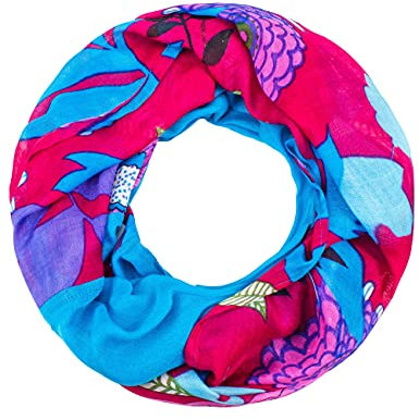 Sunsa Damen Loop Schal. 100% Baumwolle Schlauchschal für Frühlings/Sommer. Dünn Loopschal mit Blumen Design. Tücher und Schals als Frauen Geschenk