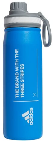 adidas 600 ml Metall-Wasserflasche, warm/kalt, doppelwandig, isoliert, 18/8 Edelstahl, Blue Rush/Weiß/Grau, 20.3 Ounces