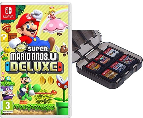 Nintendo New Super Mario Bros. U Deluxe Switch & Amazon Basics Game Storage Case Switch - Black
