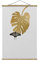 Stoffbild mit Posterleisten - Goldene Monstera mit Schmetterling - 120cm x 80cm, Material: Eiche