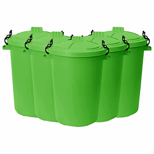 M1SS 50L Litre Heavy Duty Plastic Clip Lock Lid Bin Indoor or Outdoor Rubbish, Dustbin, Trash Can, Waste or Storage of Animal Feed. (5, Lime Green)