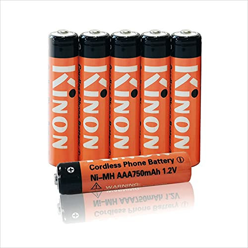 Kinon NiMH AAA 1,2 V Batteria ricaricabile per telefono Panasonic Cordless 400 mAh BK40AAABU 550 mAh HHR-55AAABU 630 mAh HHR-65AAABU e 750 mAh HHR-75AAA/B (6 pezzi)