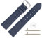 MARBURGER Uhrenarmband 20mm Leder Blau Silber Glatt Mit Naht - Montage Set 7592051000121