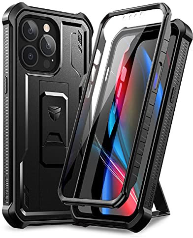 Dexnor for Apple iPhone 13 pro Case, [Built in Screen Protector and Kickstand] Heavy Duty Military Grade Protection Shockproof Protective Cover for Apple iPhone 13 pro - Black