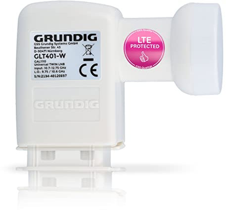 [Test SEHR GUT *] GSS Twin LNB Weiss für digital Satellitenschüssel mit LTE Filter - für 2 Teilnehmer, TV - 2fach, 2-Fach, Full HD, 4K, HDTV, 0.1dB, Sat, Wetterschutz, extrem kälte & hitzebeständig