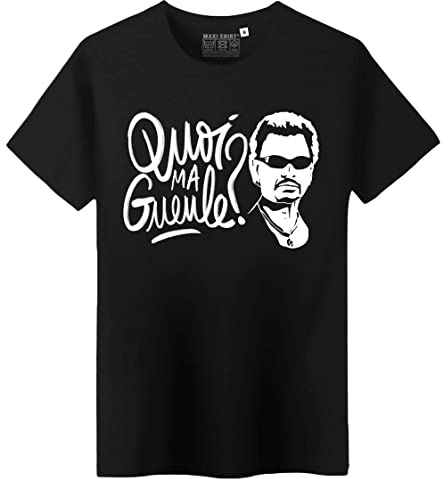 T-Shirt Johnny hallyday Homme, Quoi ma Gueule, 100% Coton, imprimé en France