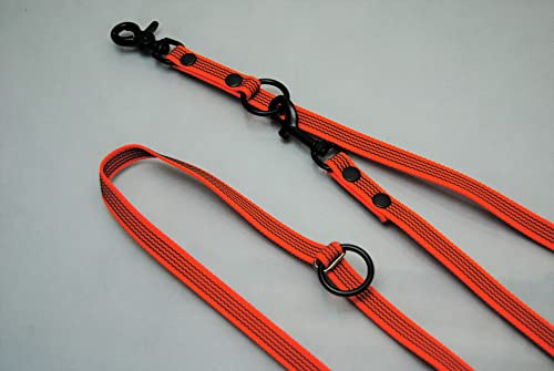 Leine Orange, gummiert 3-Fach verstellbar 2m x 15mm, Scheren-Karabiner