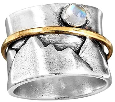 Ringe Für Viele Finger Vintage Star Vintage Schmuck Drehbarer Handring Ring Mondsteine Silberringe Ersatz Ringe (A, One Size)