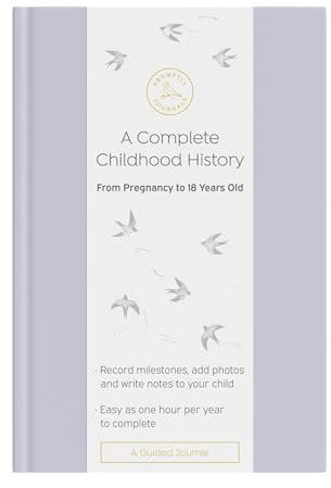 Promptly Journals, Une histoire complète de l'enfance : de la grossesse à 18 ans (violet lavande, lin) | Livre de bébé et journal de grossesse | Livre de souvenirs pour bébé