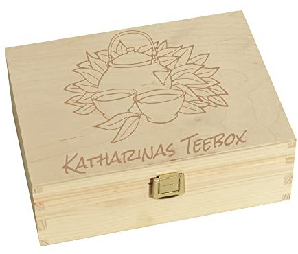 CHICCIE Caja de té para regalar personalizable con estampado natural, 21 x 16 x 8,5 cm