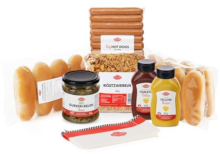 HOT DOG WORLD- Hot dog Set American Style (CLASSIC, 41-teiliges Set) für 12 Hot Dogs