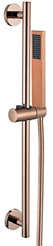 Duschstange mit Handbrause, Handbrause mit Schlauch, Hochdruck-Duschkopf aus Messing, höhenverstellbare Duschstange aus Edelstahl,Rose gold
