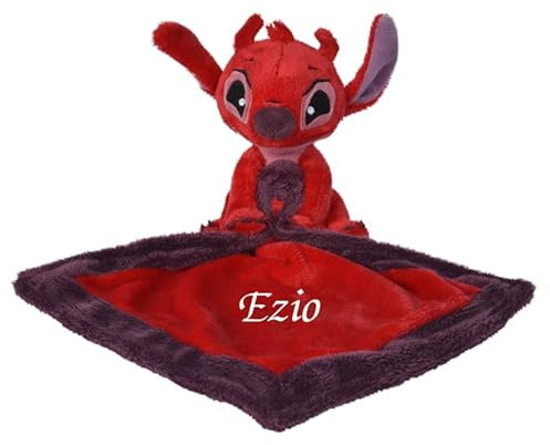 Doudou personnalisé Leroy Stitch rouge Peluche + mouchoir 40 cm