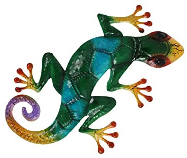 OFFSCH 1Stück Gecko Eisen Wanddeko Hängende Gecko Wandkunst für Garten und Zuhause Dekorative Wanddekoration aus Eisen für Innen und Außenbereich Tierische Wandkunst für Kreative Gestaltung
