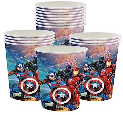 Marvel Avengers Superhero Paper Cups, 16Pcs Superhero Decorations Captain America Iron Man for Kids Boys Birthday Party Decor Supplies