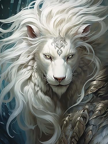 Reofrey 5D Diamond Painting Zubehör Löwe, DIY Full Dril Tier Diamant Painting Bilder Set Diamant Malerei Vollbohrer, Kreuzstich Erwachsene Stickerei Crystal Strass Foto Craft Für Home 30X40cm