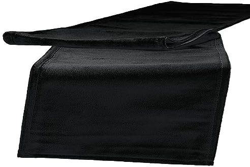 beties Samt&Sonders Tischläufer ca. 40x140 cm dekorativer Jeansnaht, aus deutschem Unternehmen in hochwertiger Qualität, Farbe: schwarz