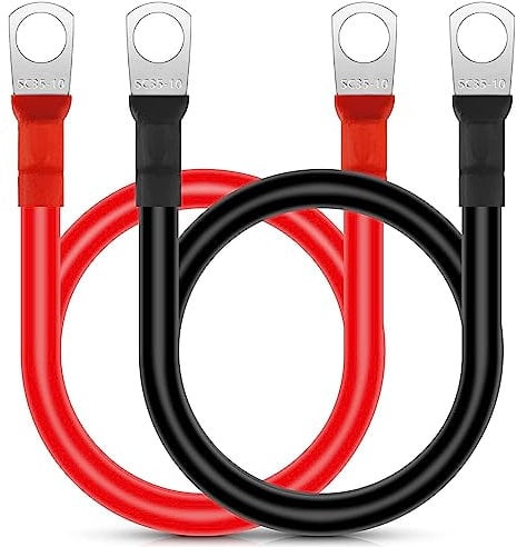 2 Stück Batteriekabel 50cm 2 AWG 35mm² Kabel Auto Batterie Kabel 12V Rote und Schwarze Batterie-Verlängerungskabel SC16-10 Kupferkabel Kupfer Stromkabel für LKW Motorrad Solar Wohnmobil Marine