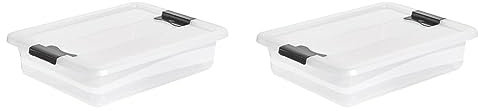 keeeper Aufbewahrungsbox mit Deckel und Schiebeverschluss, 39,5 x 29,5 x 9,5 cm, 7 l, Cornelia, Transparent (Packung mit 2)