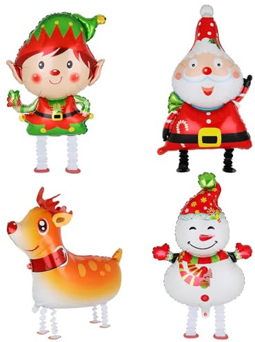 Weihnachten Walking Folienballons Weihnachtsmann Schneemann Rentiere Elfen Airwalker Luftballons Christmas Air Walker Party Deko