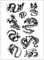Tatouages Dragon - 9 Dragons sur une feuille Tatouage Temporaire - Noir - Imperméable - Pour Enfants & Adolescents - Traditionnel - Taille 20 x 15 cm