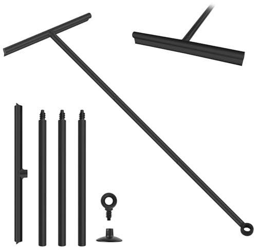 BROTOU 24-89cm Detachable Silicone Shower Squeegee, Window Glass Scraper, Mirror Screen Wiper, Multi Cleaner for Bathroom, Door, Car and Furniture (Black, 12 Inch)