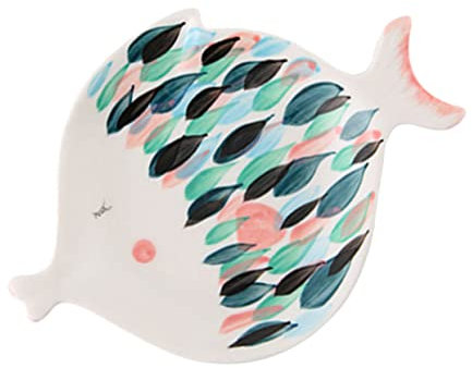 Cabilock Fuente De Pescado en Forma De Pez, Plato De Cerámica para Sushi, Ensalada y Postre con Diseño De Pescado al Vapor